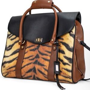NWT BADGLEY MISCHKA Tiger Vegan Leather Travel Tote Weekender Bag